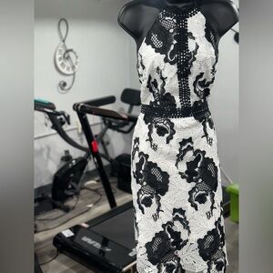 Alexia Admor Black and White Midi Dress